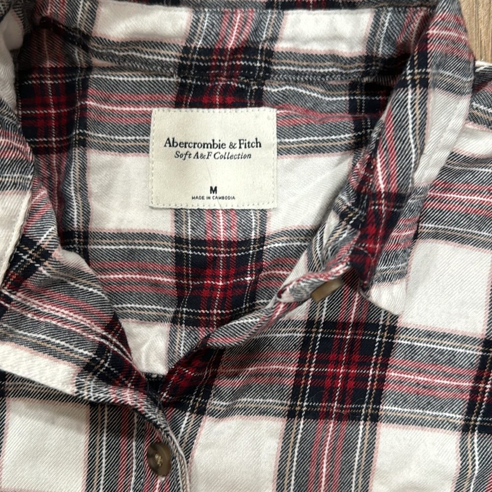 Abercrombie & Fitch Soft A&F Flannel Collection Plaid Dress Lounge Shirt… - Picture 2 of 6